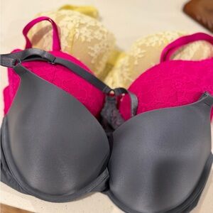 Victoria's Secret Gray and Pink Lace Bra